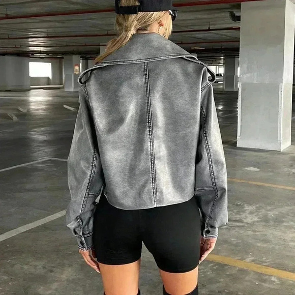 Grey Casual Women's Coolane Zip Up Moto Jacket - Picture 2 of 7